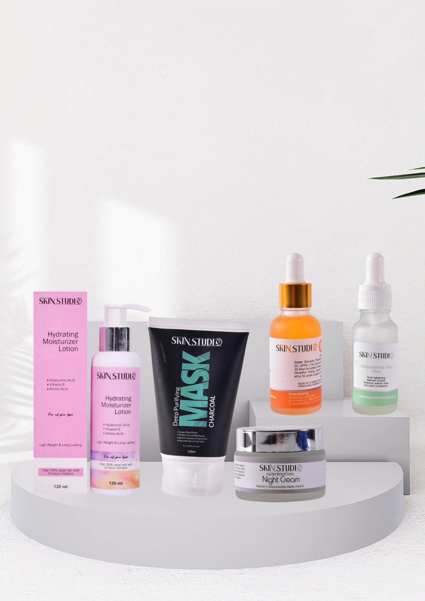 Fresh Vitamin C Serum, Niacinamide 10%+ Zinc Serum, Glow Boosting ( Night Cream ), Hydrating Moisturizer & Lotion & Purifying Charcoal Mask Bundle Deal