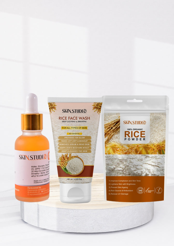 Rice Face Wash, Rice Powder & Vitamin C Serum Bundle Deal