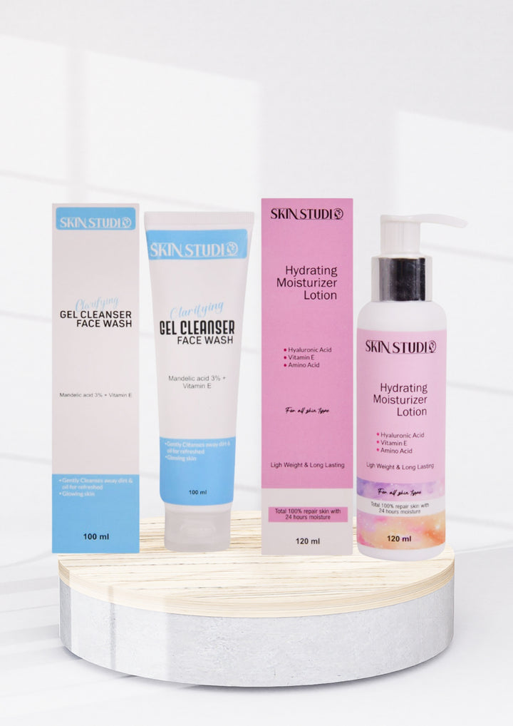 Hydrating Moisturizer & Lotion & Clarifying Gel Cleanser Face Wash Bundle Deal